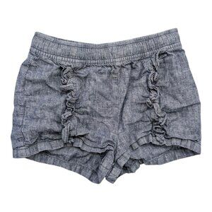 Tea Collection Chambray Shorts Girls Blue Ruffle Front Drawstring Size 8